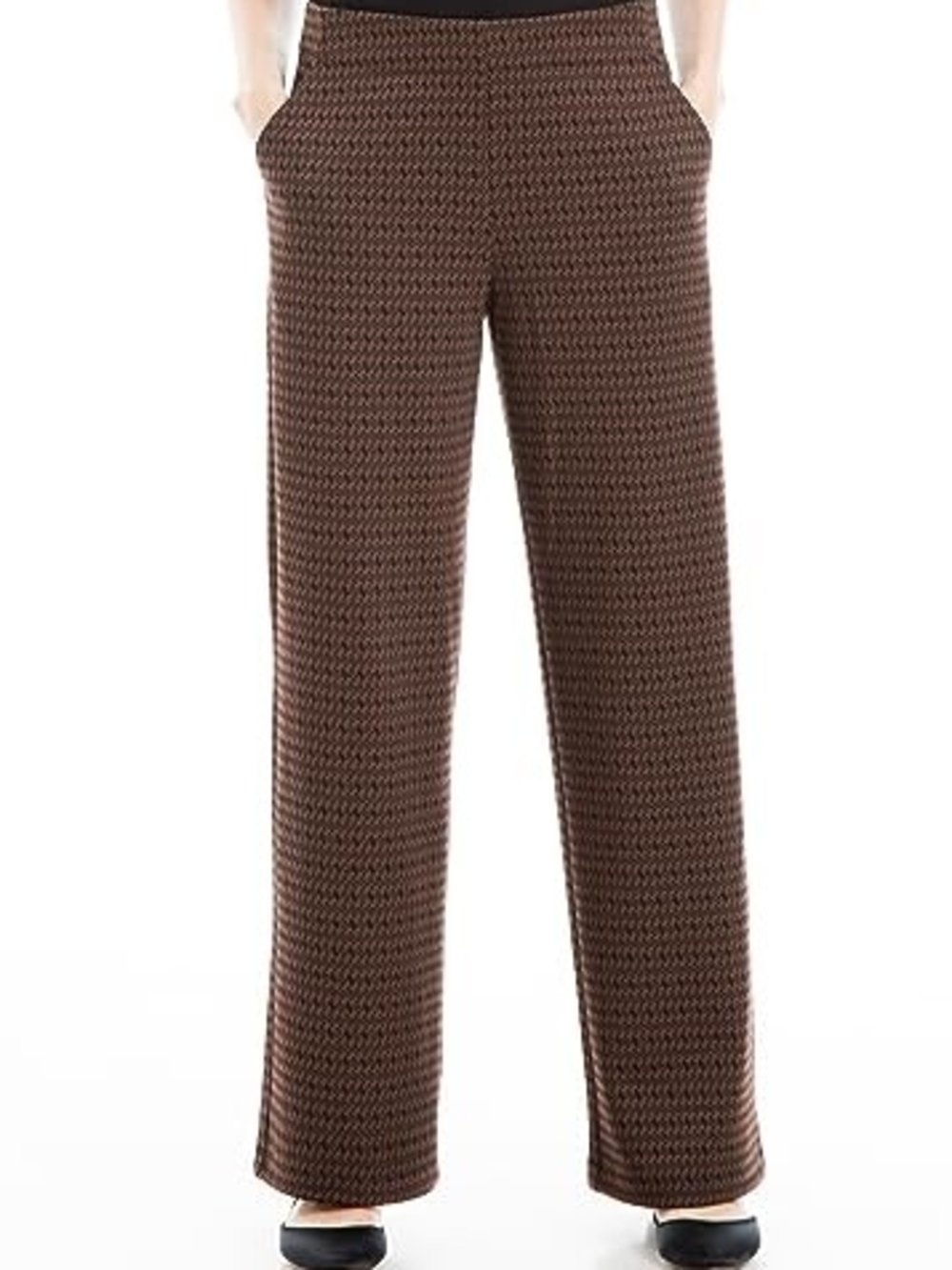 Max Studio London Brown Houndstooth Wide Leg Pants M